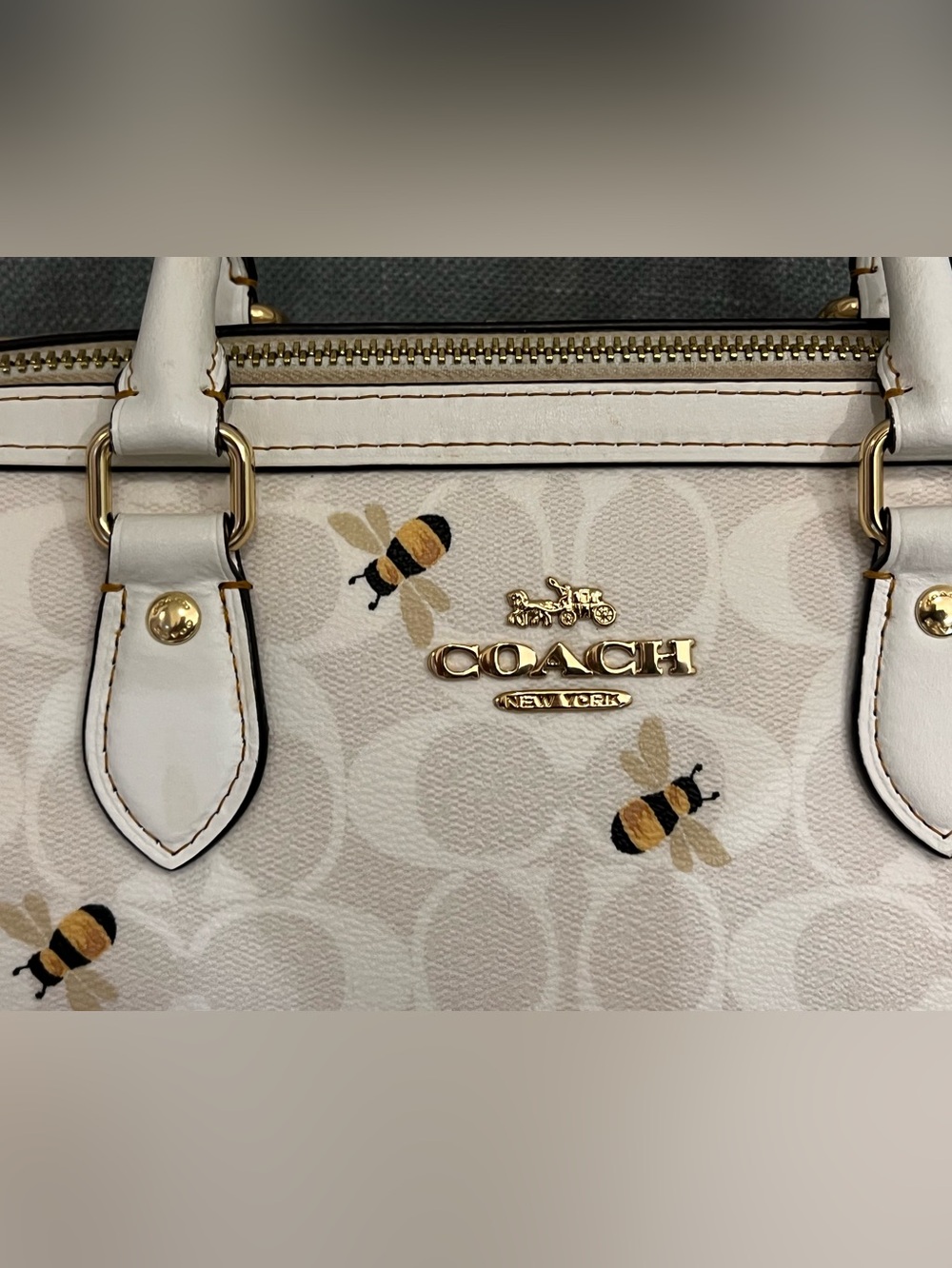 Coach Rowan Satchel Bag in Signature Canvas With Bee Print - Picture 15 of 16
